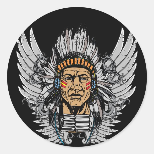 Indian Chief Wings Classic Round Sticker (Front)