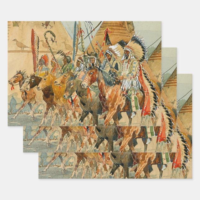 Indian Chiefs with Standards by Edward Borein Wrapping Paper Sheet (Set)