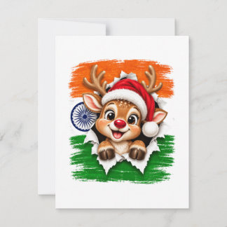 Indian Christmas Reindeer Thank You Card
