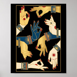 Indian Clical Dance Mudras Bharatanatyam Spiritual Poster