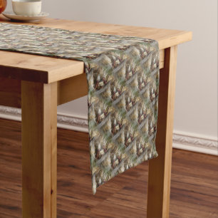 Indian Coloured Corn In Wicker Basket Fall Pattern Short Table Runner