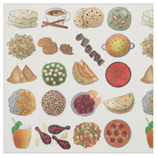 Indian Cooking Foods Dishes Cuisine of India Fabric