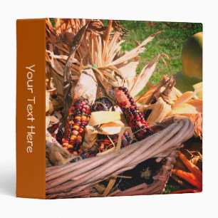 Indian Corn In Wicker Basket Fall Personalized Binder