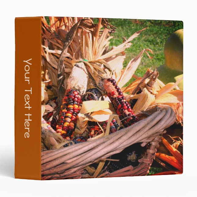 Indian Corn In Wicker Basket Fall Personalized Binder (Front/Spine)