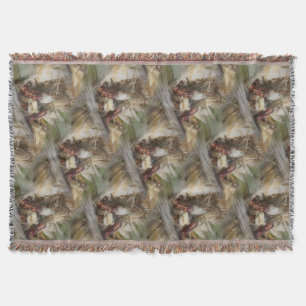 Indian Corn In Wicker Basket Nature Pattern Throw Blanket