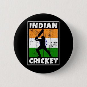 Indian Cricket Fan Flag Of India Cricket  2 Inch Round Button