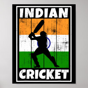 Indian Cricket Fan Flag Of India Cricket  Poster