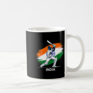 Indian Cricket With Flag  Coffee Mug