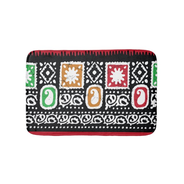 Indian Culture: Traditional Art Design Bath Mat (Front)