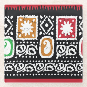 Indian Culture: Traditional Art Design Glass Coaster