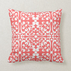 Indian Decorative motif in coral Throw Pillow