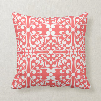Indian Decorative motif in coral Throw Pillow