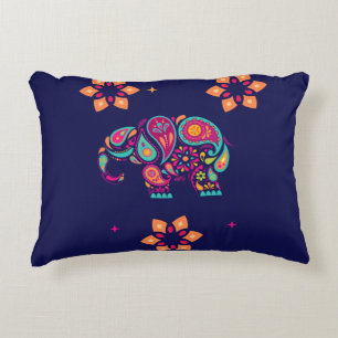INDIAN DIWALI ELEPHANT COLORFUL DESIGN ACCENT PILLOW
