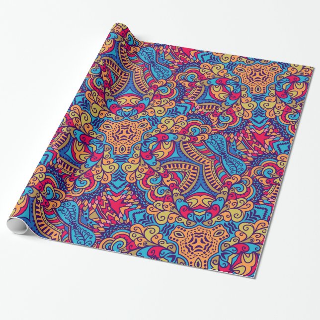 Indian Dream Kaleidoscope Wrapping Paper (Unrolled)