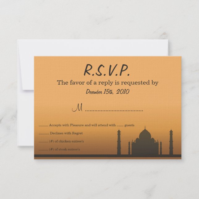 Indian Dream Wedding RSVP Card (Front)