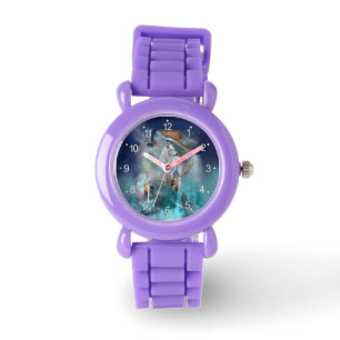 Indian dreamcatcher and ethnic tribal head wolf watch