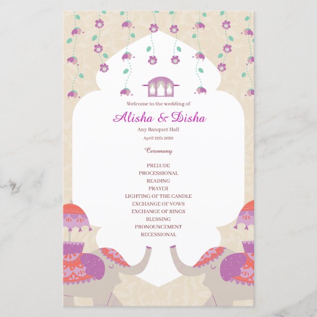 Indian Elegance wedding program (Front)