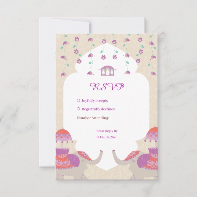 Indian Elegance wedding RSVP Card (Front)