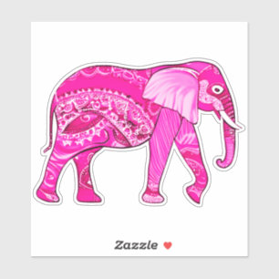 Indian Elephant in a Fuchsia Pink Arabesque Patter
