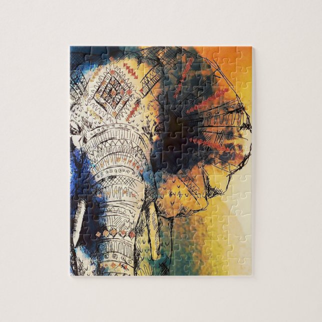 Indian elephant jigsaw puzzle (Vertical)