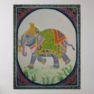 Indian Elephant Painting Poster