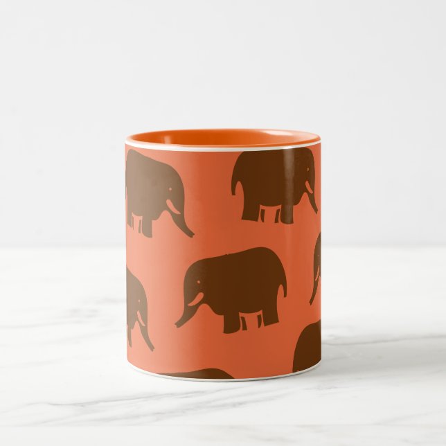 Indian Elephant Pattern Two-Tone Coffee Mug (Center)
