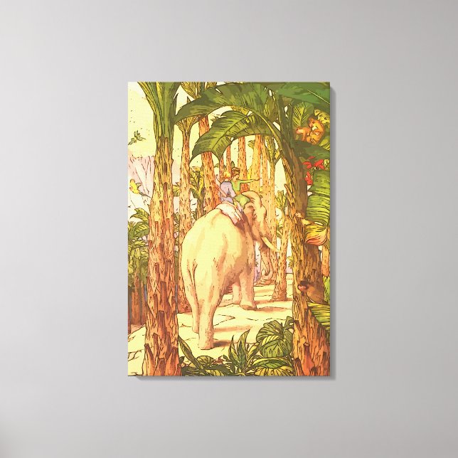 Indian Elephant Ride Wrapped Canvas Print (Front)