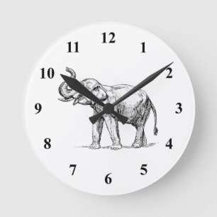 Indian Elephant Round Clock