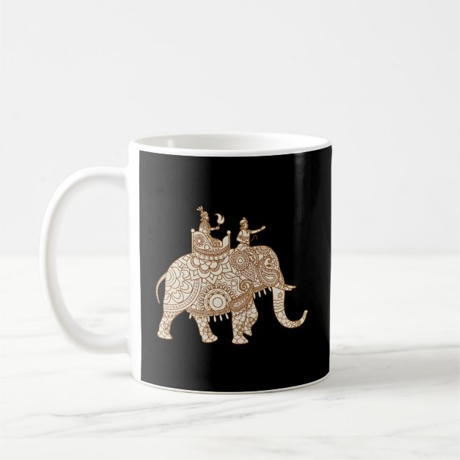 Indian Elephant Style Elephant Rider Paisley Coffee Mug (Left)