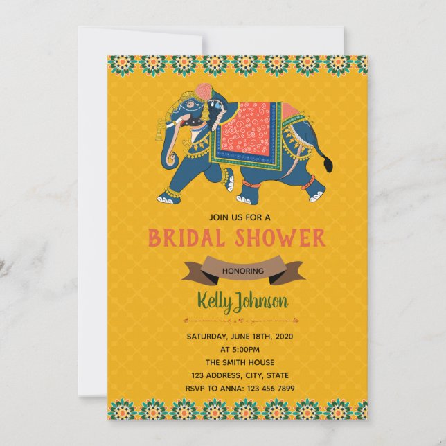 Indian elephant theme invitation (Front)