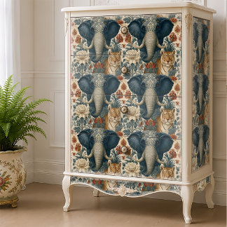 Indian Elephant Tiger Botanical Jungle Decoupage Tissue Paper