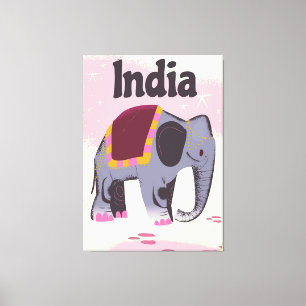 Indian Elephant vintage travel poster print. Canvas Print