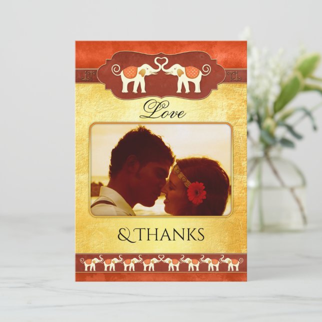 Indian Elephants Photo Thank You Card (Standing Front)