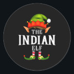 Indian Elf Group Funny Christmas Pajama Party  Classic Round Sticker<br><div class="desc">Indian Elf Group Funny Christmas Pajama Party</div>