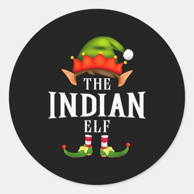 Indian Elf Group Funny Christmas Pajama Party  Classic Round Sticker (Front)