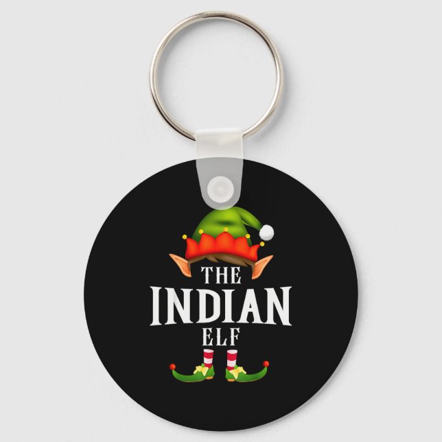 Indian Elf Group Funny Christmas Pajama Party  Keychain (Front)