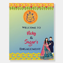 Indian Engagement Ceremony Welcome Sign Foam Board