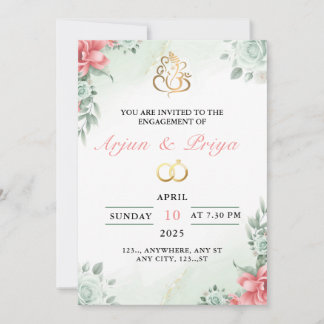 Indian Engagement Invitation Card, Ring Ceremony