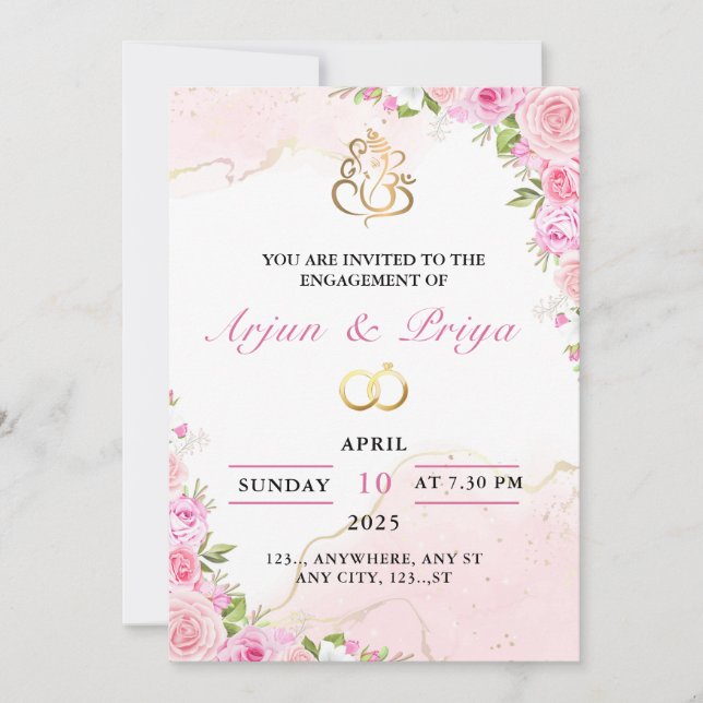 Indian Engagement Invitation Card, Sagai Card (Front)