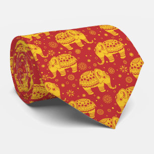 Indian ethnic vintage elephant pattern tie