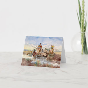 Indian Family with Travois, 1897 by Russell Thank You Card