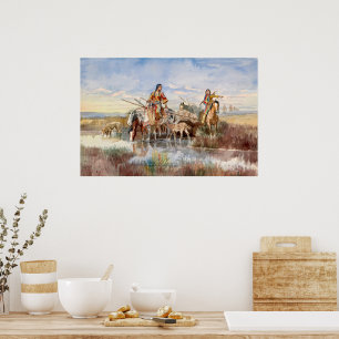 Indian Family with Travois by Charles M. Russell Poster