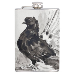 Indian Fantail Pigeon Eyeliner Hen Hip Flask