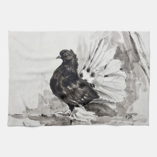 Indian Fantail Pigeon Eyeliner Hen Kitchen Towel