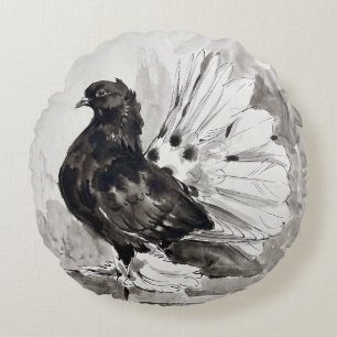 Indian Fantail Pigeon Eyeliner Hen Round Pillow