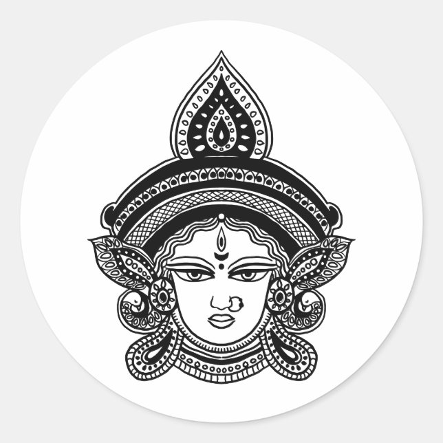 Indian Festival Durga Maa Hindu God Classic Round Sticker (Front)