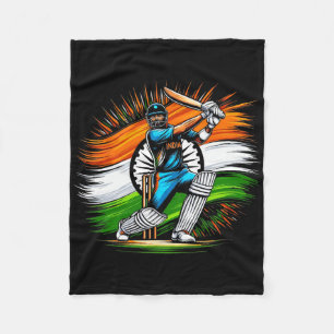 Indian Flag Cricket Lover Fan India Pride Men Wome Fleece Blanket