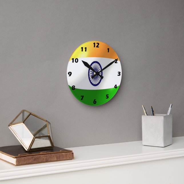 Indian Flag Design Round Clock (Office)