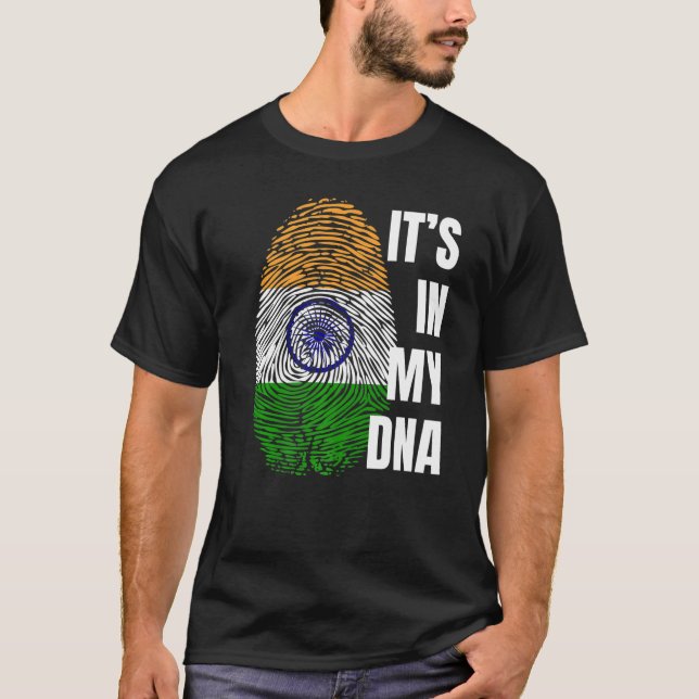 Indian Flag Dna Fingerprint India T-Shirt (Front)