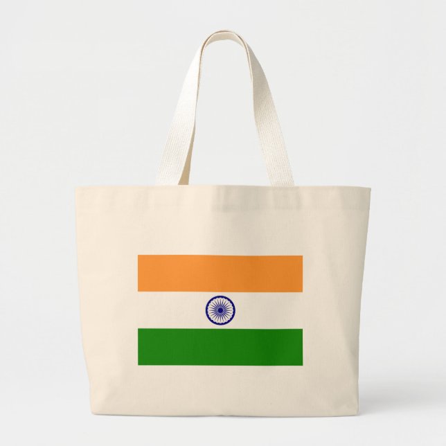 Indian Flag - High Quality Image Large Tote Bag (Front)